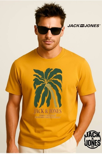 Jack & Jones J&J Jjdown Men's Logo Printed T-Shirt Orange A0000