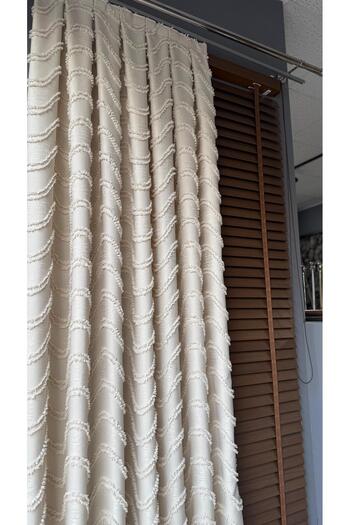 DİLETTO Linen Textured Tasseled Ecru Panel Background Curtain Luxury Single Wing 1/3 Tight Pleated