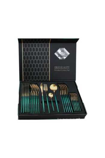 E EFRALL Set of 24 Portuguese Cutlery, E EFRALL, elegant and refined, with a luxurious finish, black/green