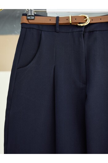 Modamorfo Pleated Pocket Belted Ankle Trousers -Laci