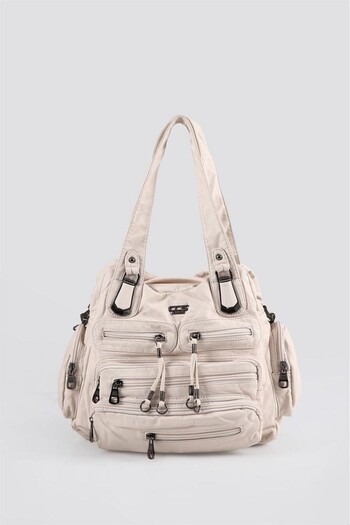 SCARPAX Eyesof Miver Beige Leather Shoulder Bag