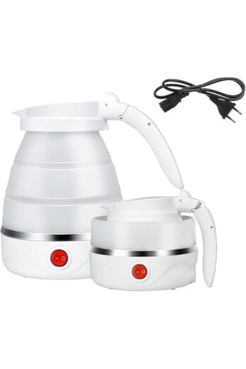Twinkle Mart Portable Electric Foldable Kettle – 0.6L Collapsible Travel Kettle with Food-Grade Silicone, Separ