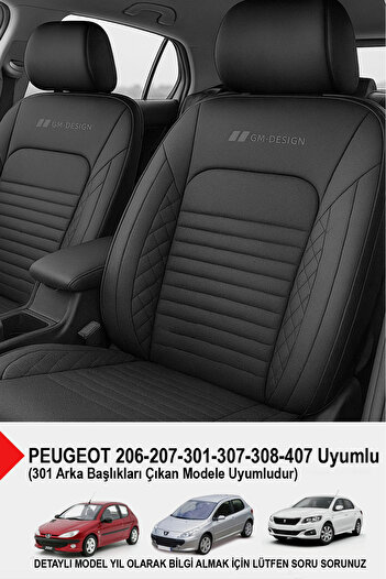 GM-DESIGN Istanbul Series Leather Car Seat Cover (Compatible with PEUGEOT 206-207-208-306-307-407)
