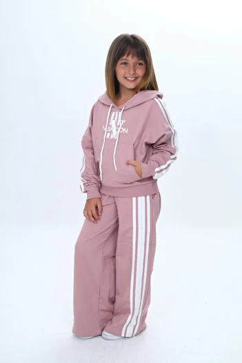 Jannock 100% Cotton 2 Thread Girls Tracksuit Set – Oversize, Hooded, Kangaroo Pocket-308
