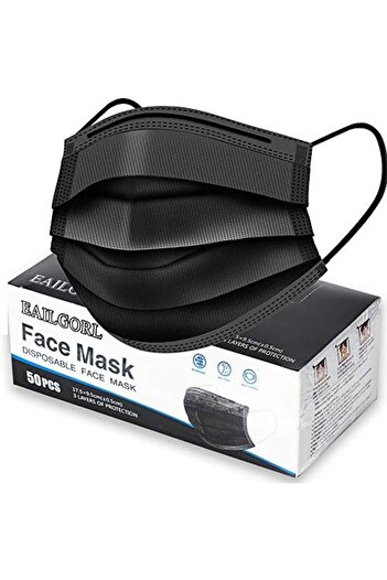 Be Care 50pcs 3-Ply Disposable Face Mask Breathable Black Masks