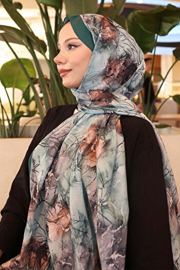 benguen Patterned Shawl Emerald Green İpk114
