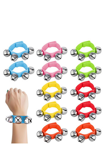 MegArya Jingle Bell Wrist & Ankle Band Set in 6 Colours (12 Pack) - Multicolour