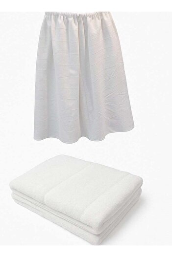 Unspecified Ihram for Men Stretchable Skirt and Islamic Toga Towel - White