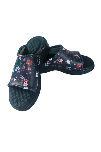 DR SABO Women's Orthopedic Leather Slippers Black – Handmade, Stylish and Comfortable, Suitable for Four Seasons Use
