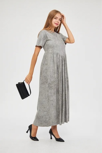 JADİYA Women's Bohemian Style Flowy Relaxed Fit Short Sleeve Smocked Long Maxi Dress