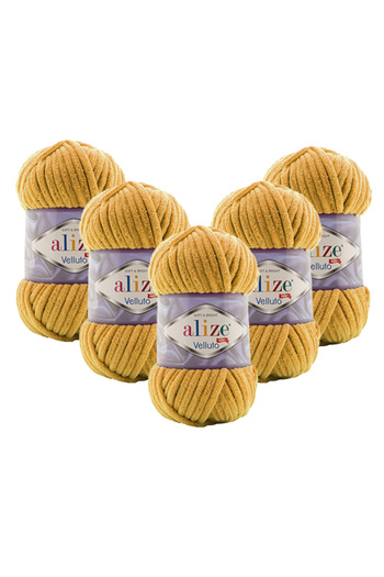 Alize 5 Τεμάχια Velluto Velvet Πλεκτό Νήμα 02 Σαφράν
