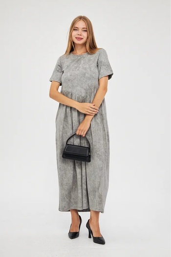 JADİYA Women's Bohemian Style Flowy Relaxed Fit Short Sleeve Smocked Long Maxi Dress