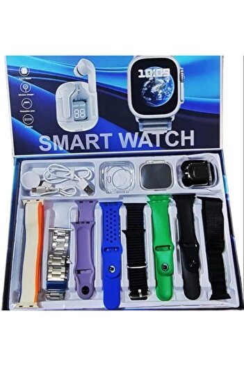 SUKILO Smart Watch 8-in-1 Strap Combo, 2.02 Inch HD Display, Fitness Tracker with Protective Case, B