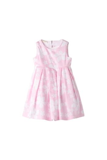 Sarabanda - Elegant cotton dress with floral print for girls, White, Pink, 92 cm