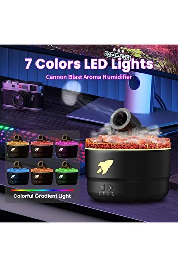 Generic Humidifier, 7-Color LED Mini Cannon Diffuser - 2-Mode Cool Mist Aromatherapy