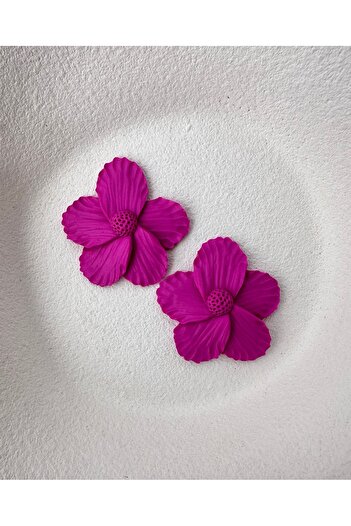 ACCESSORY Fuchsia Design Flower Earrings Big Polymer Clay Earrings