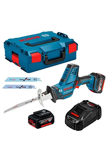 Bosch Li-Ion reciprocating saw, with 2 Li-Ion batteries, 5Ah + L-Boxx GSA 18 V-LI C