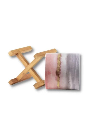 OEM Ghiveci de flori de lux cu suport din lemn, Ø 12,5 cm, Înălțime 16,5 cm, Alb/Gri