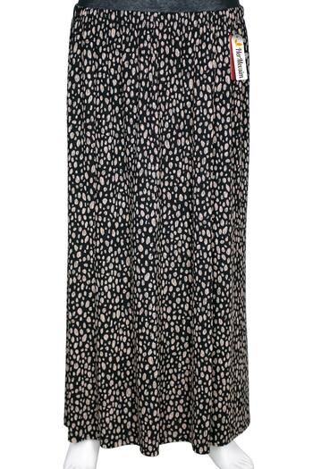 HESNA Women's Ecem Battal Size 8 Piece Elastic Black Skirt D47