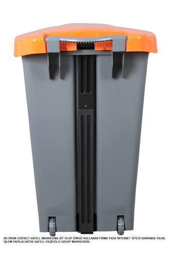 figanlar ambalaj Plastic Corner Pedal Trash Can 70 Lt - Wheeled - Pedal Trash Container - Gray Yellow