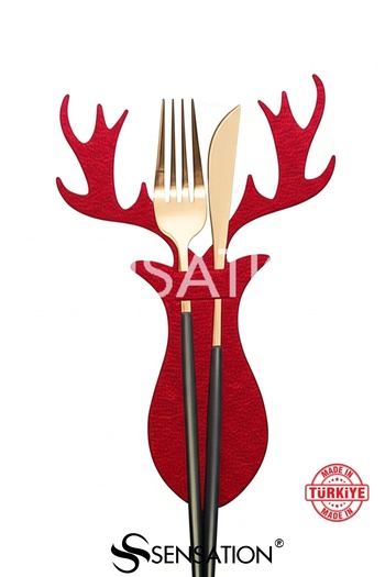Sensation Deer Theme Christmas Tree Felt 12 Piece Knife Fork Set Christmas & Design & Party Decor