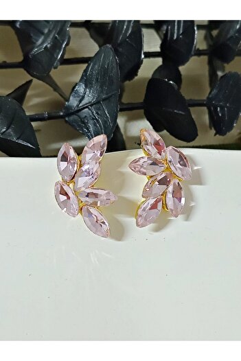 mos&more Pink Stone Leaf Stylish Women's Earrings