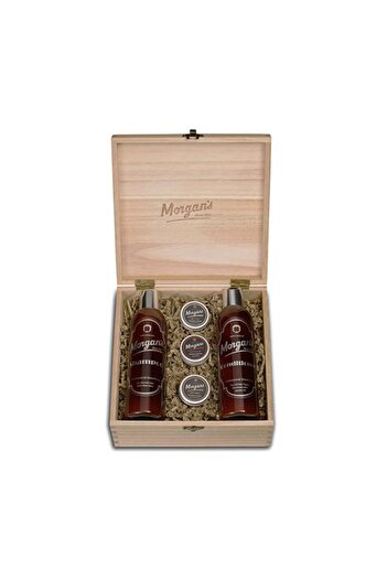 Morgan's Pomade Morgan's Wooden Shampoo and Style Box Hair Care Set
