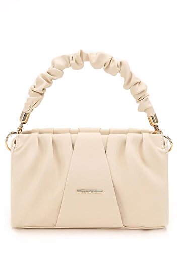 Levidor 930074 Women's Drawstring Detailed Handbag Cream