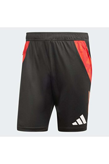 adidas Spor Şort Erkek Kırmızı Detaylı Siyah Antrenman ve Maç Şortu