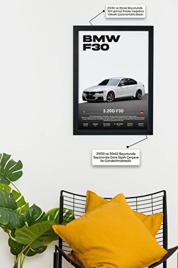 gxe.art Bmw 3.20D F30 V1 Tasarım Çerçeveli Poster Tablo