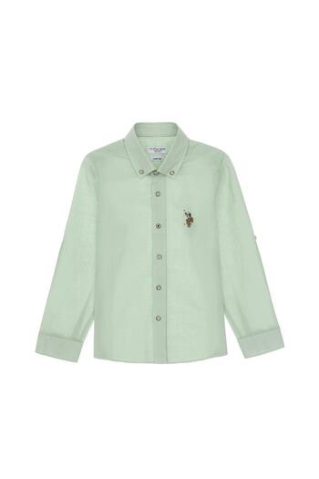 U.S. Polo Assn. Boy's Water Green Long Sleeve Basic Shirt