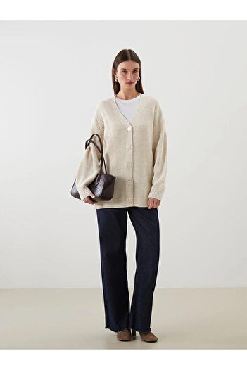 LC Waikiki Lcw Modest V-Neck Women's Knitwear Cardigan (W5)