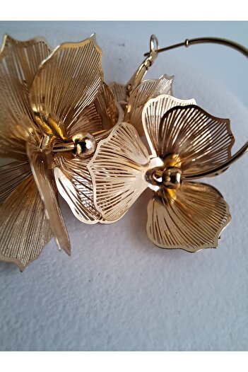 BHR AKSESUAR Gold Hoop Leaf Earrings