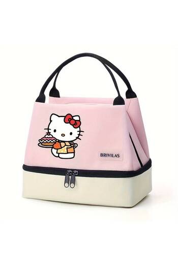 ada çanta kırtasiye Lunch Box Hello Kitty Figure Insulated Warm Cold Protection Double Compartment Brilivas Ad634401