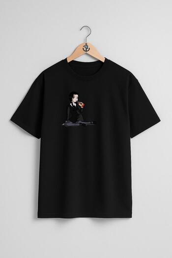 Bahriyeli Collection Oversize Wednesday Addams Morticia Addams Thing Drawing Chest Design Unisex T-Shirt