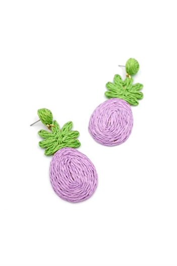 Royaleks Pineapple straw earrings - purple