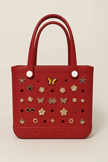 Madam Kifi Red Plastic Beach Bag Croslite Beach Textile