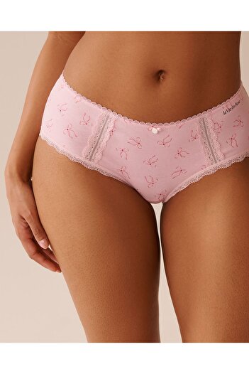 La Vie en Rose Cotton and Lace Detail Hiphugger Panty