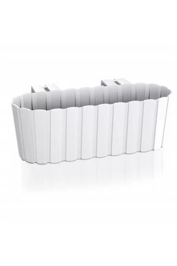Prosperplast Jardinieră decorativă, suport din plastic, albă, 4,9 L, 38,3 x 21,2 x 13 cm, cârlig tip tablă