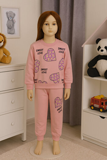 renkli diyar Girl's Bottom Top Set Long Sleeve Sweat and Pants