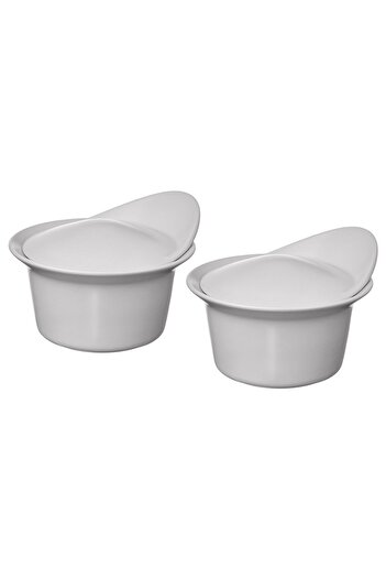 IKEA FÄRGKLAR Baking Dish/Serving Dish with Lid, Matte Light Gray, 0.2L