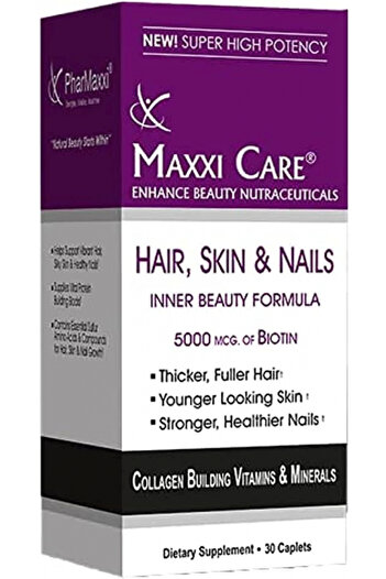 PHARMAXXI Maxxi Care Dietary Supplement For Hair, Skin And Nails 5000 Mcg Of Biotin, 30 Tablets