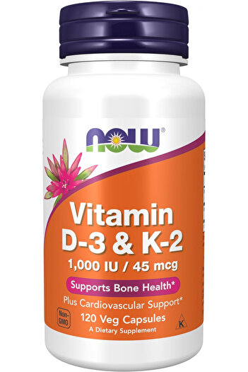 Now Foods Vitamin D3 And K2, 1,000 Iu/45 Mcg, 120 Capsules