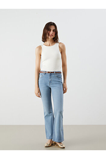 LC Waikiki Lcw Jeans Indigo Buy Belted Mars Flare Women's Jean Pants