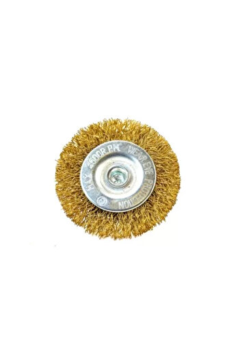 Artool Brass Wire Brush, Circular, with Shank, Gold, 75 mm