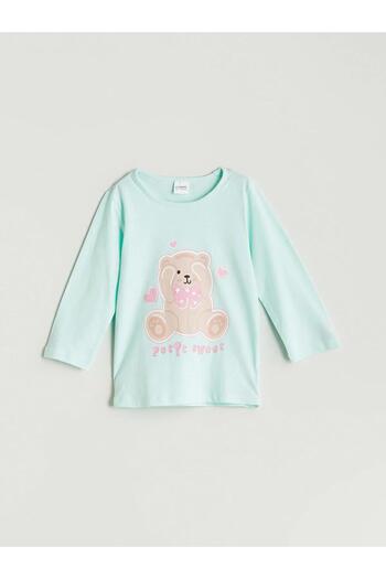 LC Waikiki Set pijamale pentru copii LCW Kids Crewneck imprimat pentru fete (W5)