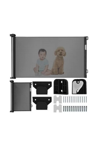 JollyMag Poarta, plasa, de siguranta, protectie copii, retractabila, negru, 13 x 160 x 85 cm, Ruhhy