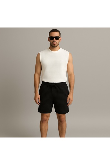 Risil-Nu Company New Season Men's Zero Sleeve Premium Quilted Textured Tshirt - Shorts Set of Two Set of 2