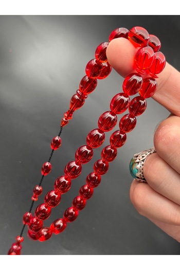 BCF Koleksiyon Crimped Amber Barley Cut Prayer Beads – Handmade, Systematic, 10X12 Mm, Model: Ak010900.010825