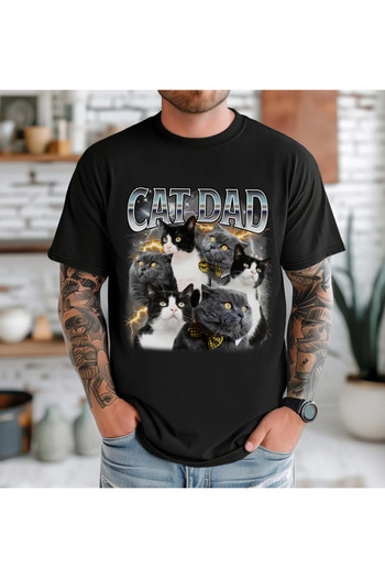 Buddy Store Cat Dad Printed Slim Fit 100% Compact Combed Cotton 100% Cotton Unisex Tshirt